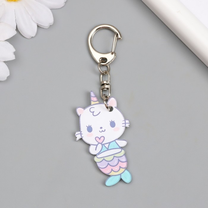 Брелок акрил Брелок акрил "Котик-русалка" 5,1х2,8 см