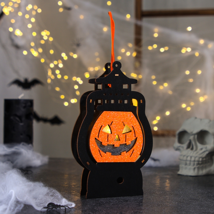 Декор с подсветкой «Фонарь с тыквой», 3 × 10,5 × 17,5 см Декор с подсветкой «Фонарь с тыквой», 3 × 10,5 × 17,5 см