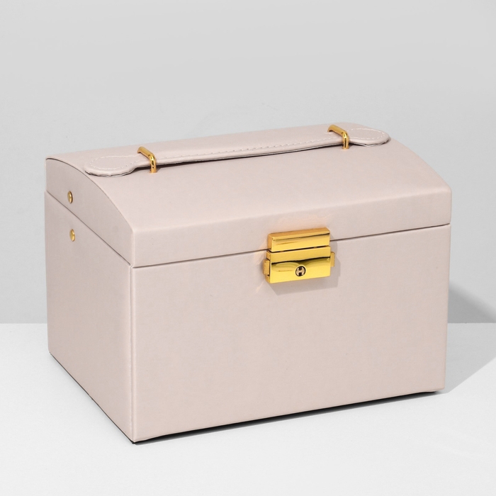 Подставка для украшений &laquo;Шкатулка&raquo; раздвижная с зеркалом, 17,5&times;14&times;13,5, цвет светло розовы