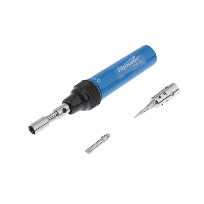 Горелка газовая Sparta 914125, тип Горелка газовая Sparta 914125, тип "Карандаш", 2 насадки для пайки, 130 мм, бутан