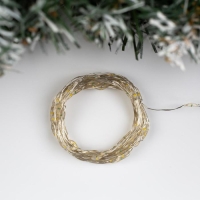 Гирлянда «Нить» 5 м роса, IP20, серебристая нить, 100 LED, 2 режима, батарейка AAх3 (не в комплекте), свечение тёплое белое Гирлянда «Нить» 5 м роса, IP20, серебристая нить, 100 LED, 2 режима, батарейка AAх3 (не в комплекте), свечение тёплое белое