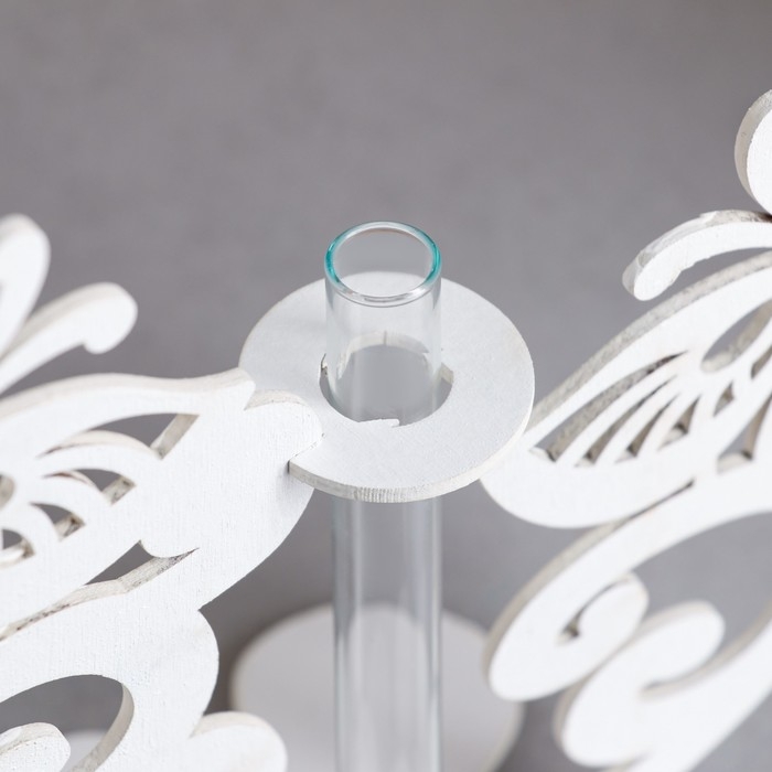 Кашпо деревянное 13.5&times;13&times;26.5 см с 1 колбой "Бабочки", белый Дарим Красиво