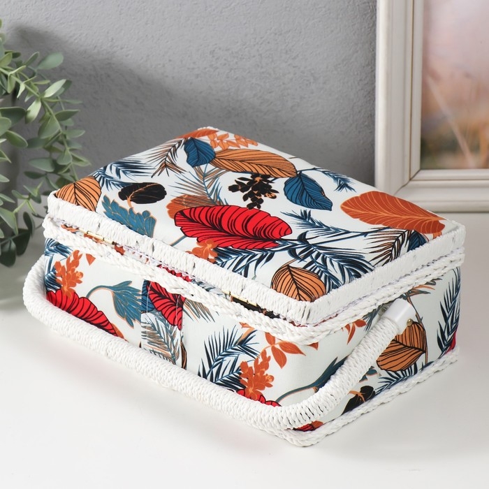 Шкатулка для рукоделия "Тропические листья" 24х16х11 см