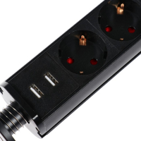 Розетка выдвижная, Luazon, 16 А, четырёхместная, в стол, 2xUSB, 2.1 A, черная Розетка выдвижная, Luazon, 16 А, четырёхместная, в стол, 2xUSB, 2.1 A, черная