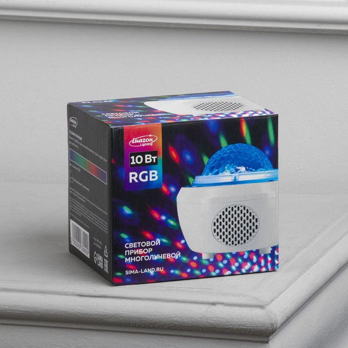 Световой прибор &laquo;Диско-шар&raquo; 11 см, динамик, пульт ДУ, свечение RGB, 5 В