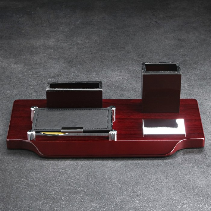 Набор настольный канцелярский 4в1 с визитницей, микс Набор настольный канцелярский 4в1 с визитницей, микс