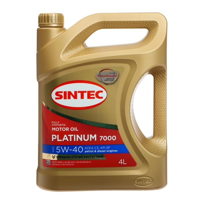 Масло моторное Sintec Platinum 7000 5W-40, C3 SP, синтетическое, 4 л Масло моторное Sintec Platinum 7000 5W-40, C3 SP, синтетическое, 4 л