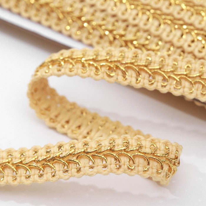 Тесьма декоративная &laquo;Шанель&raquo;, 12 мм, 10 &plusmn; 1 м, цвет золотой