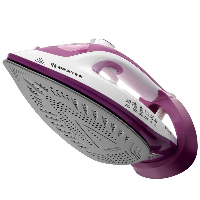 Утюг BRAYER 4006BR, 2400 Вт, 280 мл, керамическая подошва, 25 г/мин, 280 мл, бело-розовый Утюг BRAYER 4006BR, 2400 Вт, 280 мл, керамическая подошва, 25 г/мин, 280 мл, бело-розовый
