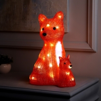 Светодиодная фигура &laquo;Лиса с лисёнком&raquo; 24 &times; 35 &times; 19 см, акрил, 40 LED, 220 В, свечение белое