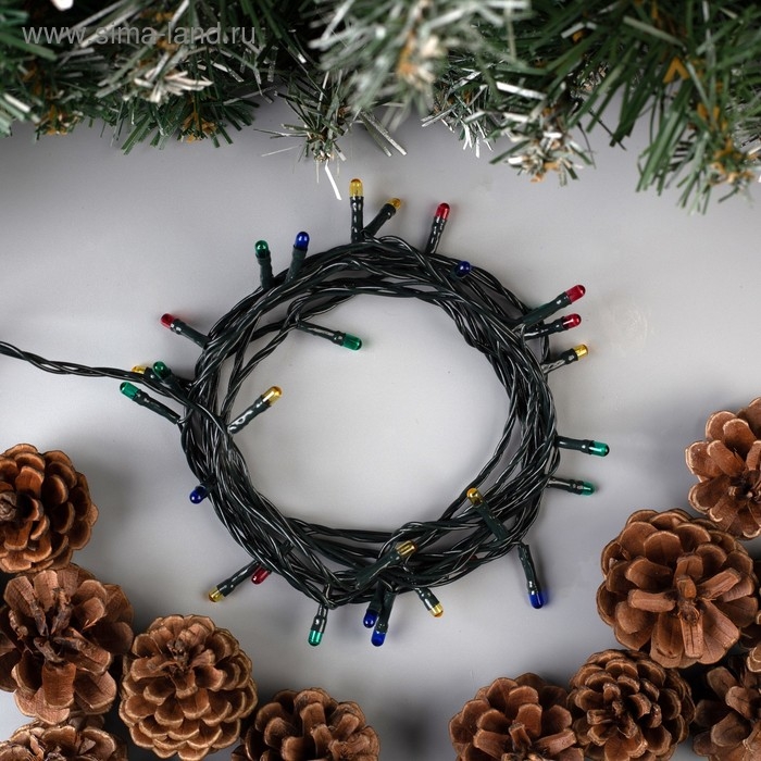 Гирлянда &laquo;Нить&raquo; 3 м, IP20, тёмная нить, 30 ламп, свечение мульти, 8 режимов, 220 В