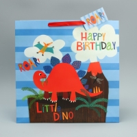 Пакет подарочный, упаковка, &laquo;Динозавр: С Днём рождения!&raquo;, 38 х 38 х 21 см