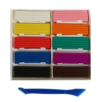 Пластилин 10 цветов 200 г KIDS, со стеком Пластилин 10 цветов 200 г KIDS, со стеком