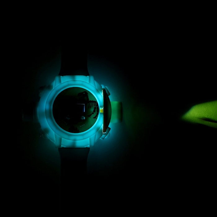 Часы-проектор &laquo;Динозавры&raquo;, световые эффекты, 24 картинки, цвет голубой