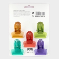 Набор зажимов для пакетов Доляна, 5,2×4 см, 5 шт, цвет МИКС Набор зажимов для пакетов Доляна, 5,2×4 см, 5 шт, цвет МИКС