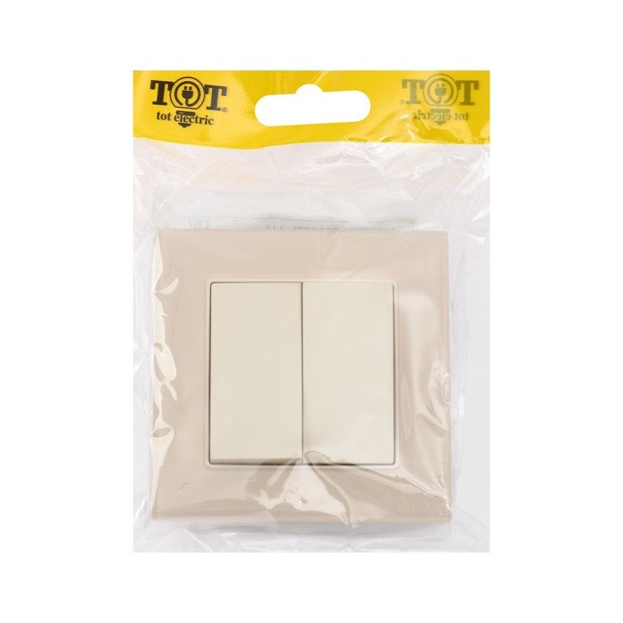 Выключатель TOT Matte Glass, 10 А, 2 кл., скрытый, стекло, бежевый Выключатель TOT Matte Glass, 10 А, 2 кл., скрытый, стекло, бежевый