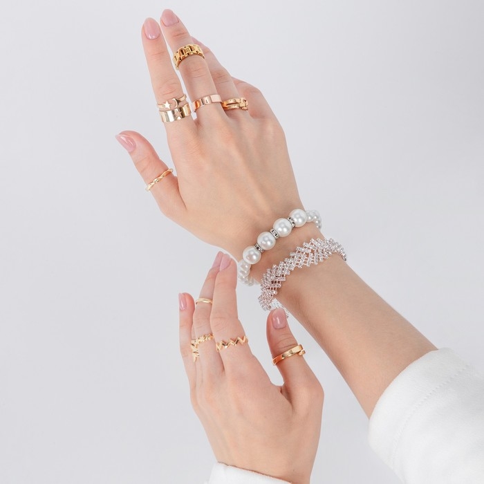 Браслет жемчуг &laquo;Невеста&raquo; бусины d=0,8+1,2 со стразами 4 штуки, цвет белый