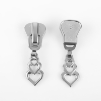 Бегунок автоматический для молнии &laquo;Трактор&raquo;, №8, декоративный &laquo;Сердца&raquo;, 10 шт, цвет никель