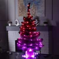 Умная гирлянда &laquo;Нить&raquo; 15 м роса, IP20, серебристая нить, 100 LED, управление с приложения, свечение RGB, USB