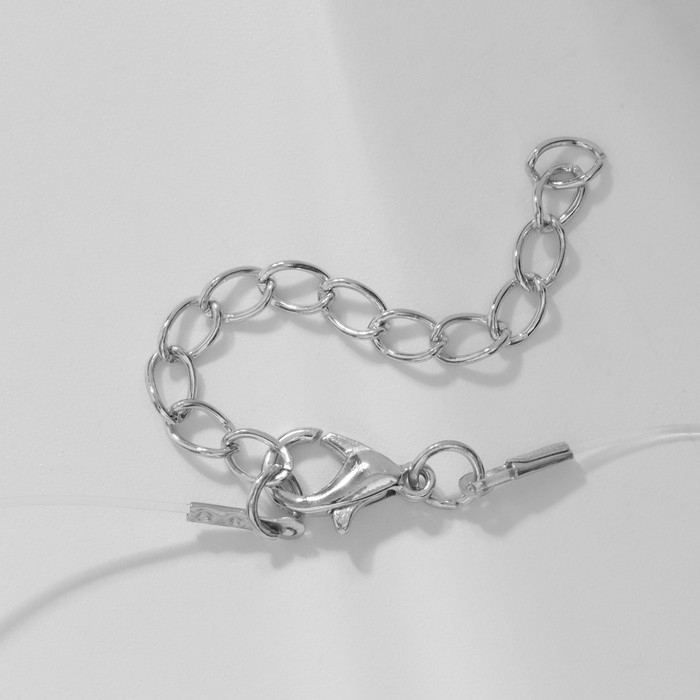 Кулон &laquo;На леске&raquo; капля в обрамлении, цвет белый в серебре, 35 см