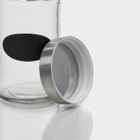 Банка стеклянная для хранения сыпучих продуктов с местом под надпись Доляна &laquo;Премиум&raquo;, 550 мл, 15&times;8 см, с металлической крышкой