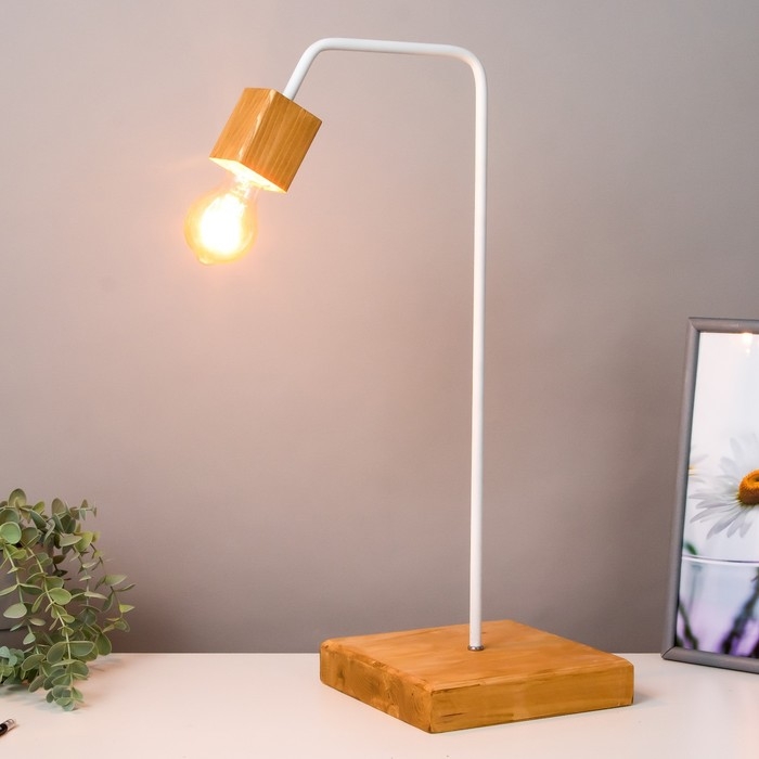 Лампа настольная "Хью-2" коричневый/белый 20х20х55см RISALUX