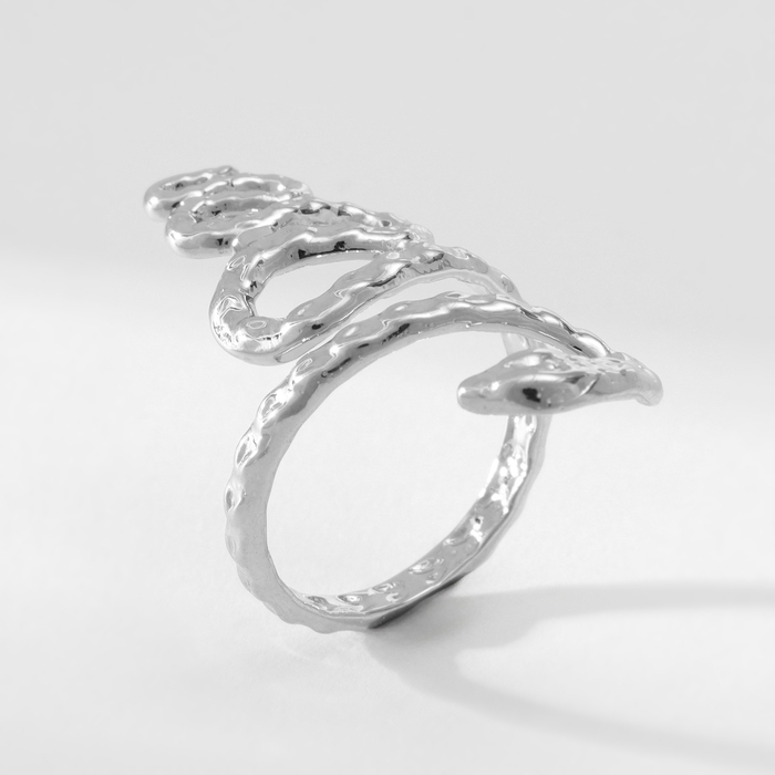 Новый год! Символ года 2025! Кольцо металл &laquo;Змея&raquo; извилистая, цвет серебро, размер 18