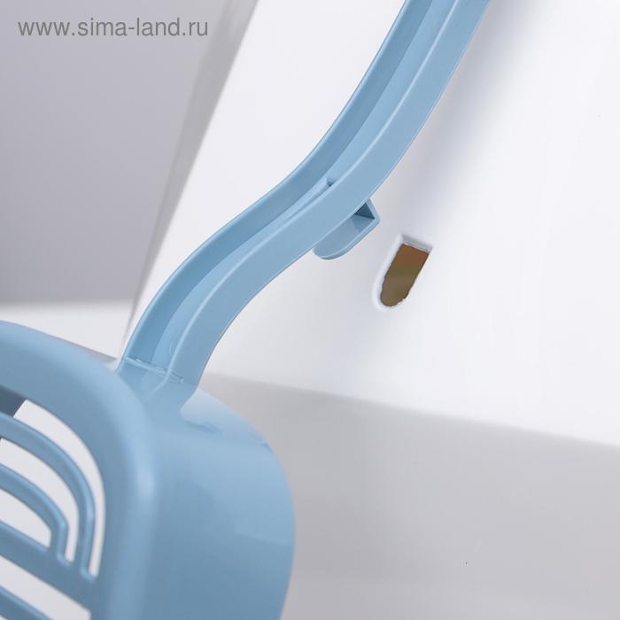 Туалет для кошек фигурный закрытый с совком, 54 х 37 х 40 см, бело-серый