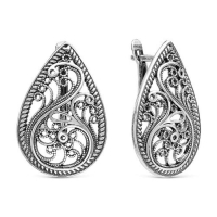 Серьги &laquo;Капель&raquo;, посеребрение с оксидированием