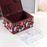 Шкатулка для рукоделия "Пуансеттия на чёрном" 19х26х14,5 см