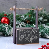 Кашпо деревянное, 15×12×8.5(25) см "Пауль и Любовь. Новогоднее, Новый год", с принтом Кашпо деревянное, 15×12×8.5(25) см "Пауль и Любовь. Новогоднее, Новый год", с принтом