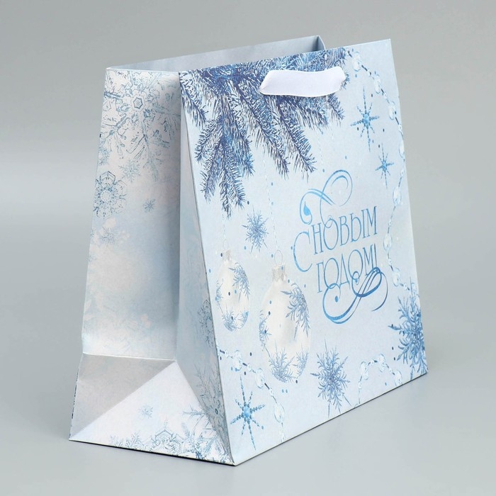 Пакет подарочный новогодний крафтовый горизонтальный &laquo;Нежность Нового года&raquo;, ML 27 х 23 х 11.5 см, Новый год