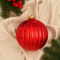 Шар пластик d-11,5 см "Винтаж" полосы, красный Шар пластик d-11,5 см "Винтаж" полосы, красный