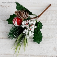 Декор "Зимнее очарование" шишка с зеленью, 19 см Декор "Зимнее очарование" шишка с зеленью, 19 см