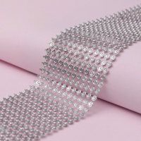 Лента с имитацией выпуклых страз, 5,75 см, 9 &plusmn; 1 м, цвет серебряный