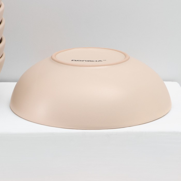 Набор тарелок керамических Доляна &laquo;Пастель&raquo;, 18 предметов: 6 тарелок d=19 см, 6 тарелок d=27 см, 6 мисок d=19 см, цвет крем-брюле