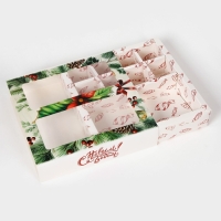 Новый год. Коробка под 8 конфет и шоколад, с окном "Новогодние подарки", 17,7 х 17,8 х 3,8 см, кондитерская упаковка