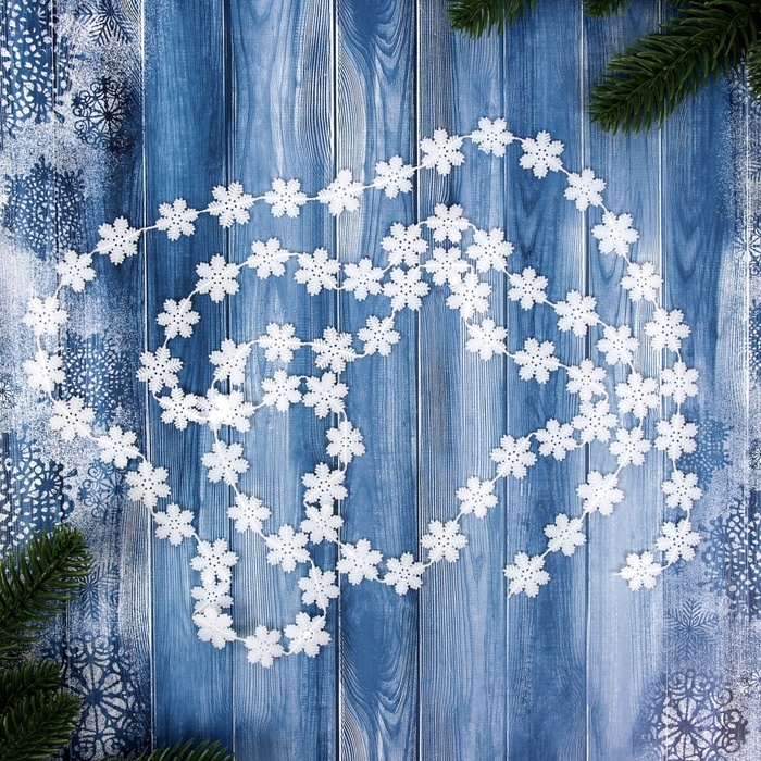 Бусы на ёлку 1,8 м Бусы на ёлку 1,8 м "Белые снежинки" белый