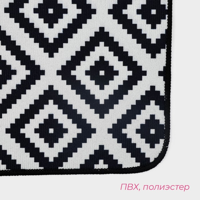 Набор ковриков для ванной и туалета Доляна &laquo;Грета&raquo;, 2 шт: 50&times;80, 40&times;50 см, цвет чёрно-белый