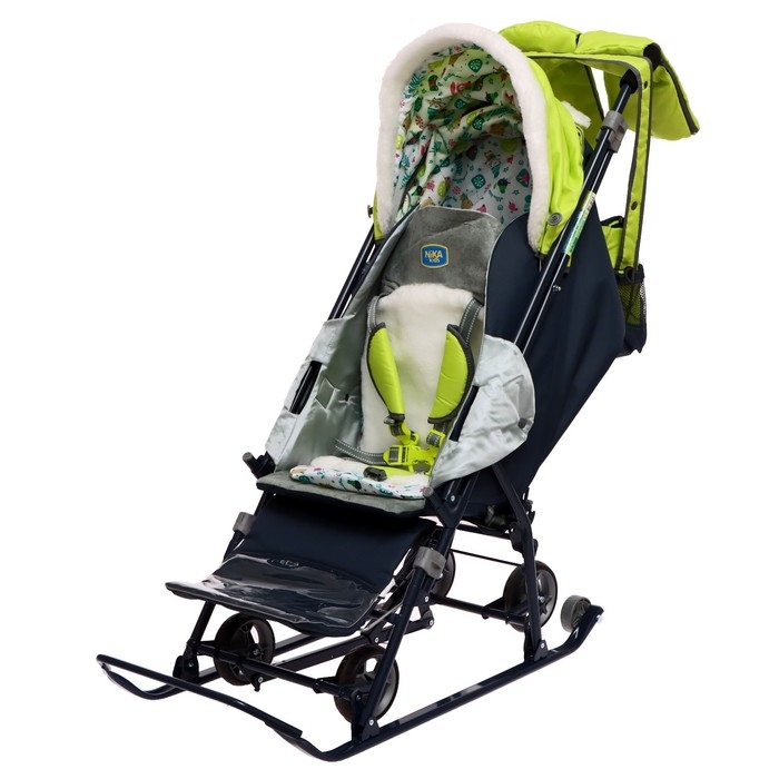 Санки-коляска &laquo;Наши детки 5-1&raquo; с жирафом, цвет лимонный