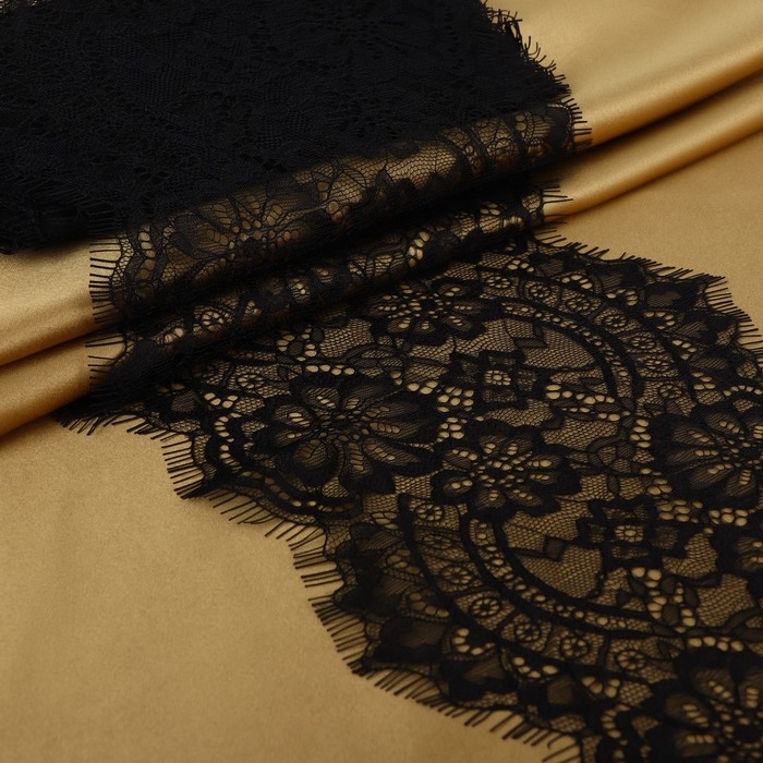 Кружево реснички, 215 мм × 3 ± 0,5 м, цвет чёрный Кружево реснички, 215 мм × 3 ± 0,5 м, цвет чёрный