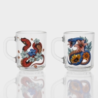 Кружка стеклянная чайная &laquo;Цветы и змеи&raquo;, 200 мл, МИКС