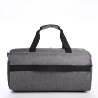 Сумка дорожная на молнии, 3 наружных кармана, держатель для чемодана, длинный ремень, цвет серый