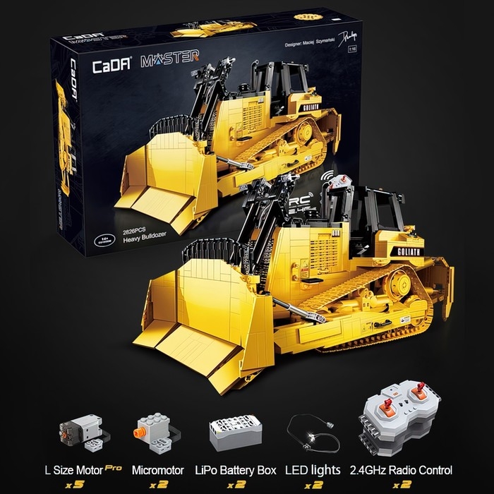Конструктор радиоуправляемый &laquo;Строительный бульдозер&raquo;, 2826 деталей, масштаб 1:17