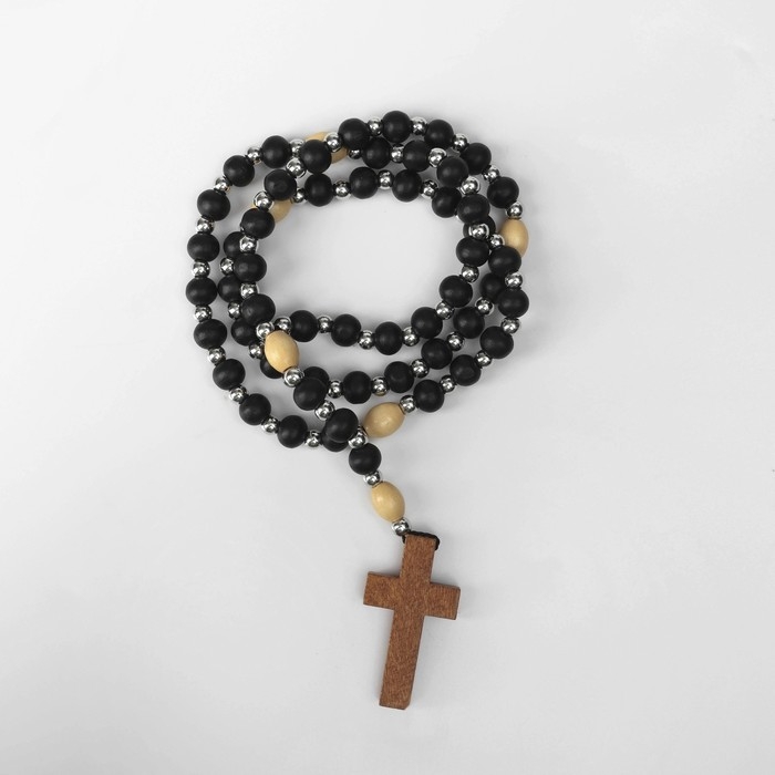 Чётки деревянные «Православные» 50 бусин через шарик, цвет чёрный Чётки деревянные «Православные» 50 бусин через шарик, цвет чёрный