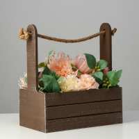 Кашпо деревянное 25.5&times;15&times;30 см "Прованс", ручка канат, коричневый