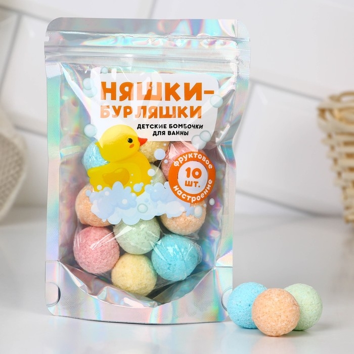 Бурлящие шары детские &laquo;Няшки-бурляшки&raquo;, бомбочки для ванны, 10 х 10 г, ЧИСТОЕ СЧАСТЬЕ