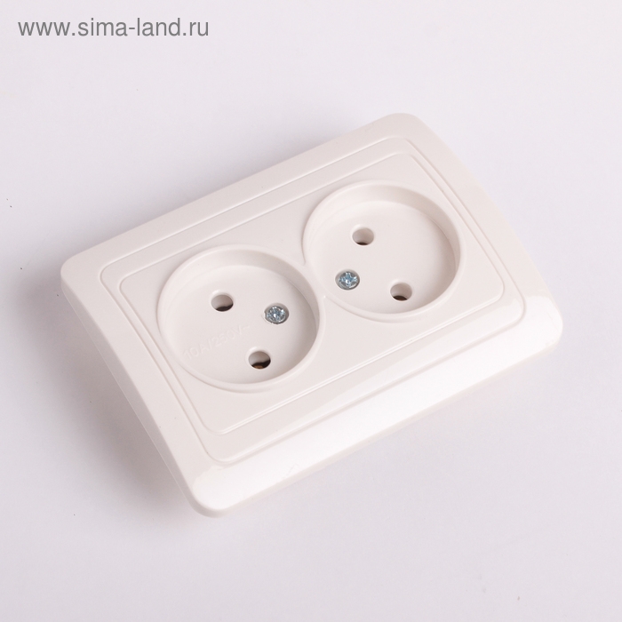 Розетка Smartbuy "Марс", двухместная, 10 А, без заземления, белая