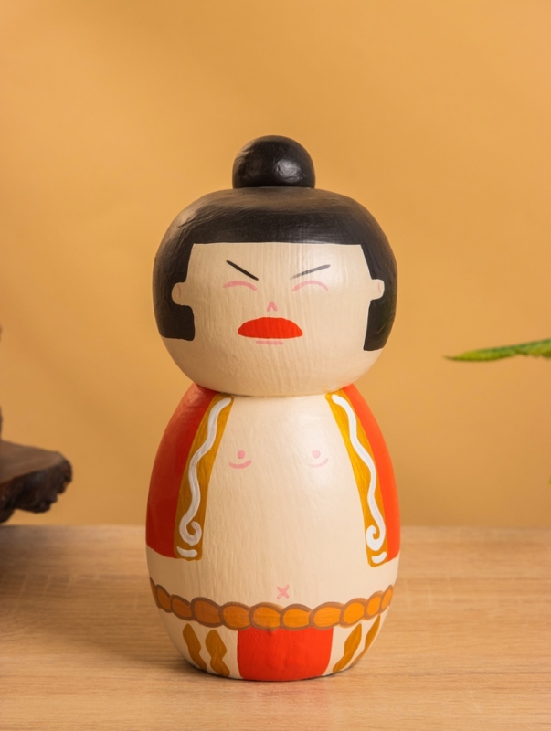 Деревянная кукла кокеши "Харуко" 9х9х17 см