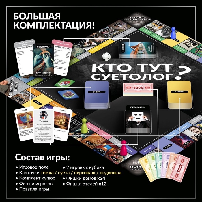 Настольная экономическая игра для тех, кто в теме &laquo;СУЕТОЛОГ&raquo;, 2-6 игрока, 18+